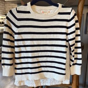 Crewcuts Navy  and White Striped Sweater with adorable laced back. Size 4/5